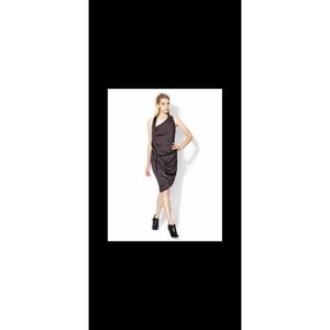 Helmut Lang Orbit Belt Assymetrical Sleeveless Midi Dress Size 8 Dark Plum